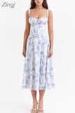 Elegant A Line Midi Dress Sexy Spaghetti Strap Lace Up Red Holiday Party Dresses Split Summer Dresses Women