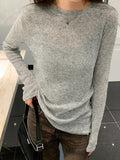 Solid Color Thin Long Sleeve Knit-Outfit