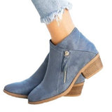 Women's Short Boots 2025 New Coarse And Female Boots Round Head Thick Side Zipper Fashion Short Boots Women's