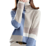 Zingj New 2023 High Collar Color Loose Lazy Wind Sweater Women's Korean Version Versatile Fashion Sweater-Outfit