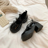 Mary Jane Shoes Women's Summer 2025 New Shallow Thick Heel Single Shoe Bow With Skirt Jk Small Leather
