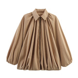 Women's Explosive Fashion Casual Bubble Sleeve Silk