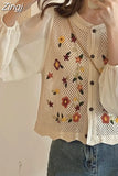 Women O-Neck Hollow Out Print Simple All-match Casual Fashion College Korean Style Ulzzang New Tops Hot Selling