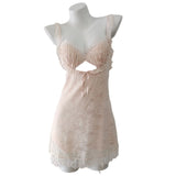 Pastoral V-Neck Lace Sweet Princess Pyjamas Female Home Dress Pure Lace Tective Tective Tective Sling Aja