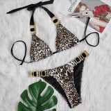 Zingj Swimsuit Female Ins Web Celebrity Wind Vacation Sexy Leopard Print Diamond Low Waist Gathered Split Body
