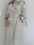 Spring Autumn Casual Women LongTrench Coat Double Breasted With Belt Loose Coat Office Lady Fashion