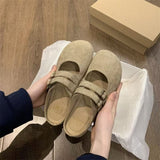 Shoes 2025 Spring And Summer New Retro Bun Head Thick Bottom Wear A Word With Half-Drag Belt Buckle