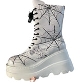 2025 New Martin Boots Goth Slope And Thick Bottom Spider Web Short Boots Women's Size