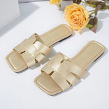 Flat-Bottomed Cool Slippers 2025 New Casual Wear Simple Fashion Square Side Beach