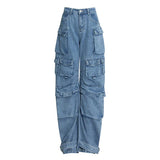 Wind Jeans Pants Women's Autumn 2025 New Lazy Cargo Pants Mop Straight Pocket Wide Leg