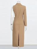 Famous Lady Light Luxury Dress 2025 Autumn New Folding Metal Decoration Ass Tos Repair The Fork Dress