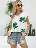 Summer New Loose Women's Dress Maple Leaf Embroidered Round Collar Short-Sleeved Knitwear