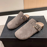 Thick-Bottomed Bag Head Half Slippers Women Wearing Spring And Summer Lazy Cork Flat Bottom Casual Cold