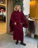 And Winter Pure Color Round Collar Jersey Sweater Set Of Women's Loose Knitted Sweater Broad Leg Trousers Scarf Three