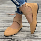 Summer New Shallow Mouth Tight Strap Round Head Women's Shoes Flat Floor Dance Mother Single Shoe