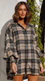 Zingj Fashion 22 Autumn And Winter Plaid Lantern Sleeve Long Sleeve Shirt