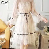 Dresses Women Patchwork Sequined Holiday O-Neck Spring Korean Style Elegant Vestido Feminino Sweet College Female