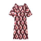 Summer New Half-Sleeved Print Loose Five-Sleeved Dress Casual Style