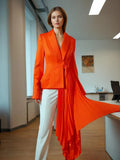 Personality Trend High-End Suit Suit 2025 New Splicing 100 Folds Irregular Hem With A Suit Jacket Woman