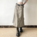 Zingj Style Tooling Metal Mou Nail Half Body Skirt Low Waist Simple Solid Color Base Versatile A-Line
