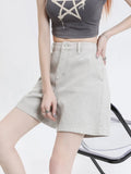 Zingj Denim Shorts Female Summer Thin 2024 New Design Sense Small High Waist Show Thin Wide Leg Five Split