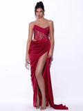 2023 Summer New High-End Women's Sexy High Open Fork Breast Dress Lace Bump Dress Dress