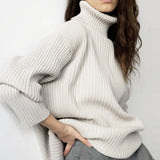Bar Half-Dress High-Necked Sweater Suit Women Loose Warm Jacket Sweater Two Sets Of