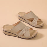 Summer Slope And Low-Top Round Head Sewing Solid Color Hollow Casual Cross-Size Cold