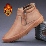 New Martin Boots Men's High-Help Zipper Leisure Trend To Keep Warm And Velvet Thick Cotton Shoes