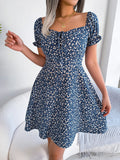 Wind Shooting Spring And Summer Leisure Horn Sleeves With Broken Flowers Dress Women's