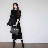 New Autumn/Winter 2025 Casual Dress Sweater Mid-Long Half-Dress Knitted Dress
