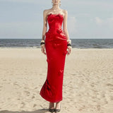 2025 Spring New Bra Open Shoulder Tight Dress Three-Dimensional Love Elegant Shoulder Dress Dress Dress