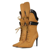 Work Style With Cowboy Tip Slender High And Large Size 44 Female Short Boots Boots