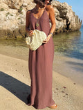 Women's Solid Color Slings Loose Holiday Dress Bare Sleeveless Women