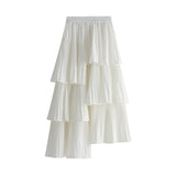 And Winter Korean Version Asymmetrical Folded Cake Dress Girl With Long Lotus Leaves Side Irregular Skirt