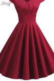 Dress Women Hepburn Vintage Rockabilly Pin Up Dress Robe Femme Casual Retro Elegant Party Midi Sundress