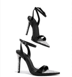 Drill Tip High Heel Sandals Woman With Fine Heel Buckle Fashion Cool Slippers Heel