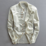 2025 New Men's Casual Linen Shirt Gentlemen's Wind Collar Wish Cotton