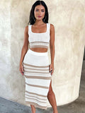 Shirt Striped Short Shirt Fork Bag Hip Half Dress Two-Piece Dress