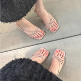 Head Cool Slippers Women's Shoes 2025 New External Wearing Toe Sandals Fine Heel