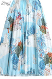Dot Midi Skirts Women 2023 New Spring Casual Female Print Pleated Party Beach Skirt Elegant