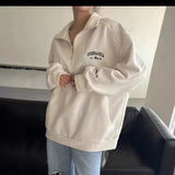 Women's Casual Half-Zip Embroidery Loose Long-Sleeved