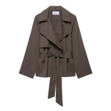 Women's Clothing Explosion Fashion Long-Sleeved Waist Short Wind