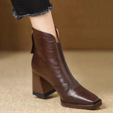 Version Of Coarse And 2025 New Square Head V-Heading Thin Fashion Shoes Women After Zipper High Heel Zipper Autumn Winter