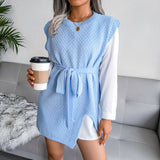 Wind Shooting Autumn And Winter Casual Strapped Vest Sweater Dress Knitted Dress Women's