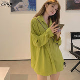 Shirts Women Simple New Design All-match Casual Office Lady Trendy Pockets Solid Camisas De Mujer Cozy Summer