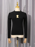High-End Blouse In Autumn 2025 New Temperament Collar Metal Decorative Long-Sleeved Knitted Shirt