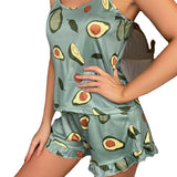 Women's Plus-Size Pajamas Print Casual Slip Nightdress Thin Home Clothing
