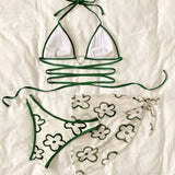 2023 New Ins Wind Drawstring Tied With Love Three-Piece Swimsuit