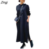 Women Long Sleeve Hooded Dress Solid Color Side Split Skinny Long Sweatshirts Winter Autumn Thermal Casual